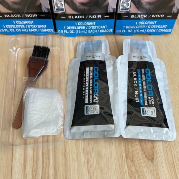 Pk of 3 Color For Him Mustache Beard & Sideburns Black Noir Hair Dye Kit For Men - Picture 4 of 4